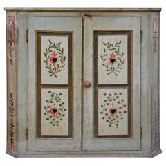 Antique Early 19th Century Aquamarine Green Painted Cabinet