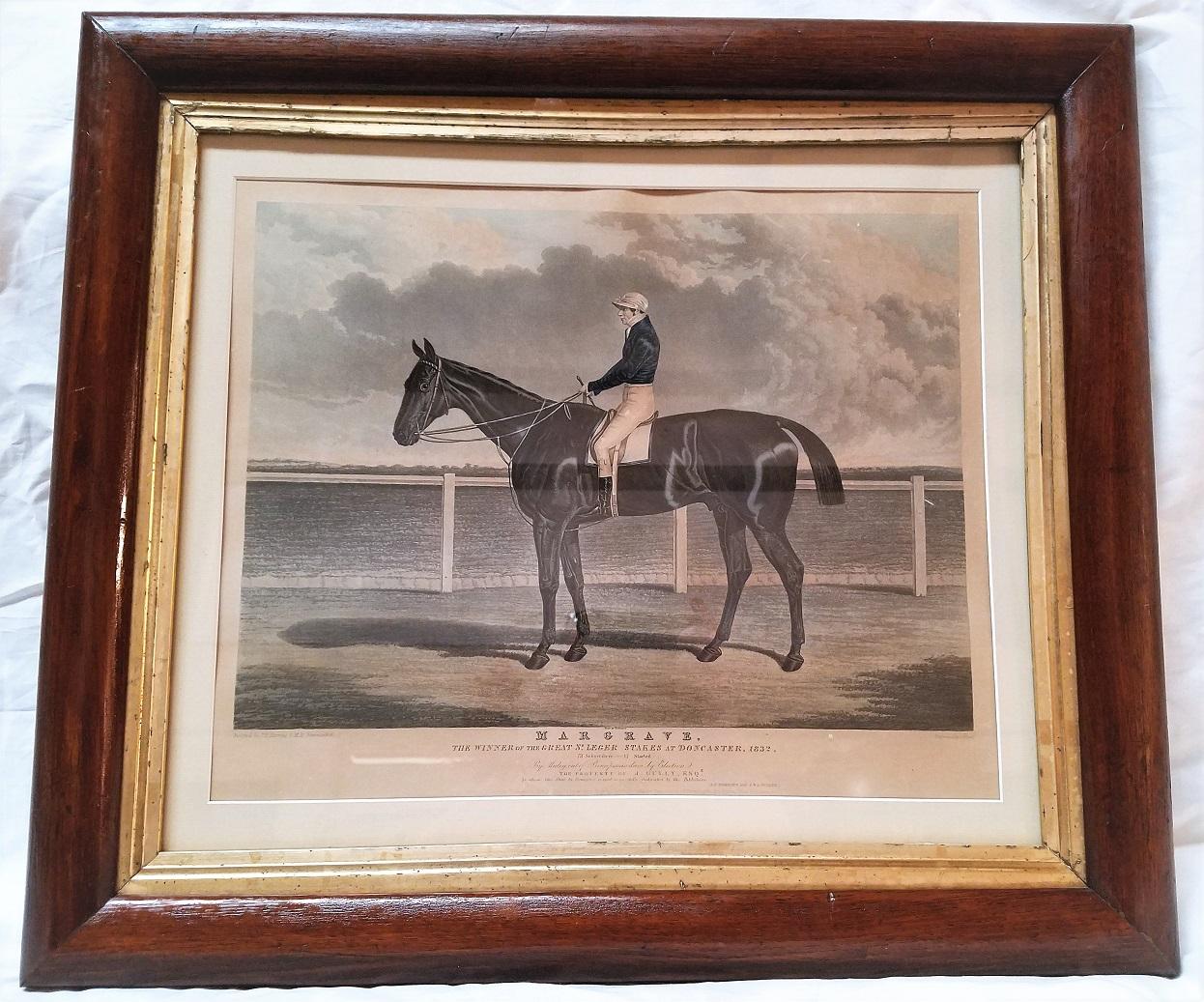 Hand-Painted Early 19th Century Aquatint Engraving of Margrave by John Frederick Herring Snr