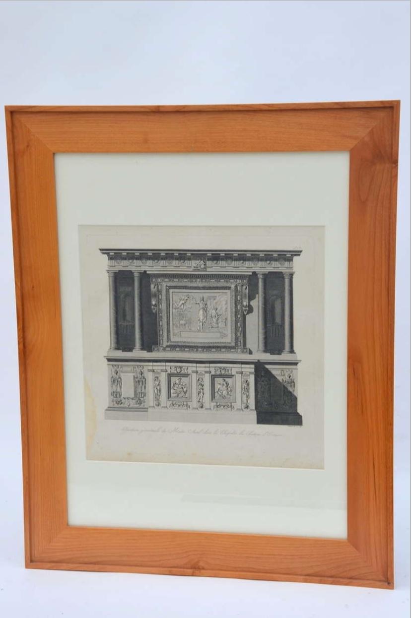 Trois magnifiques gravures d'architecture du début du XIXe siècle réalisées par Louis-Pierre Baltard de la Fresque (1764-1846).
