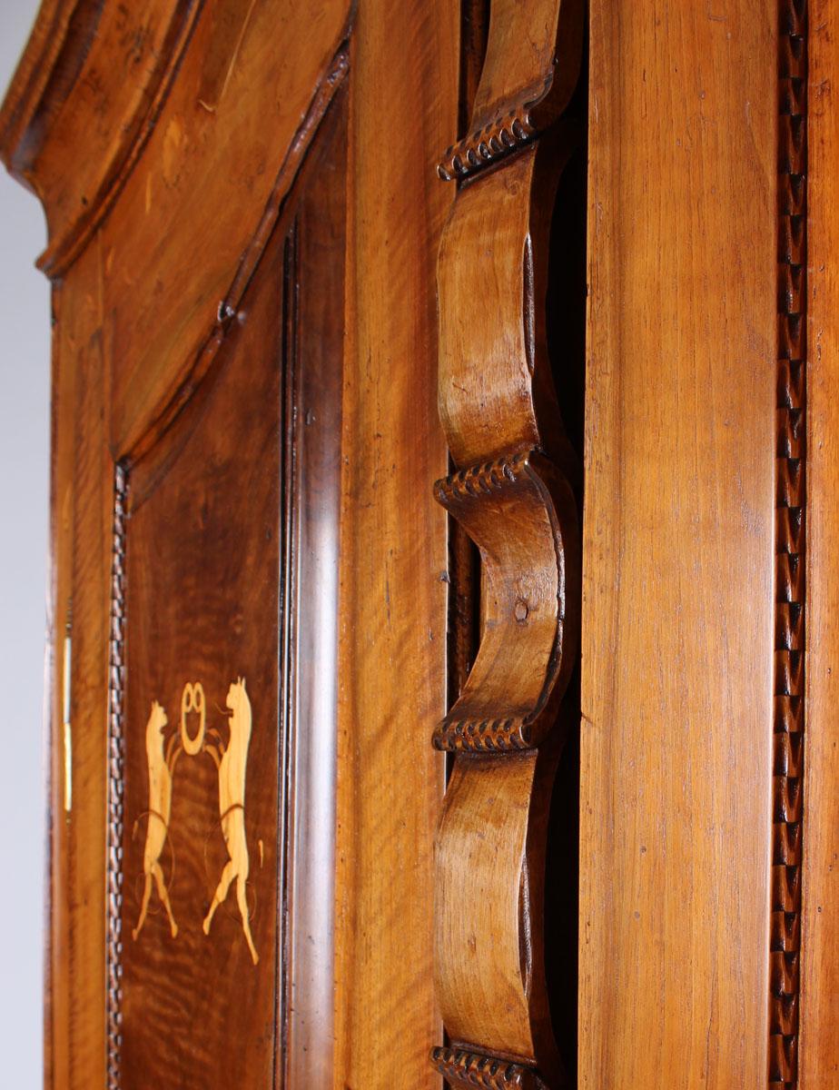 Maple Early 19th Century Armoire, German Cupboard, Armoire, Walnut with Inlays, 1800
