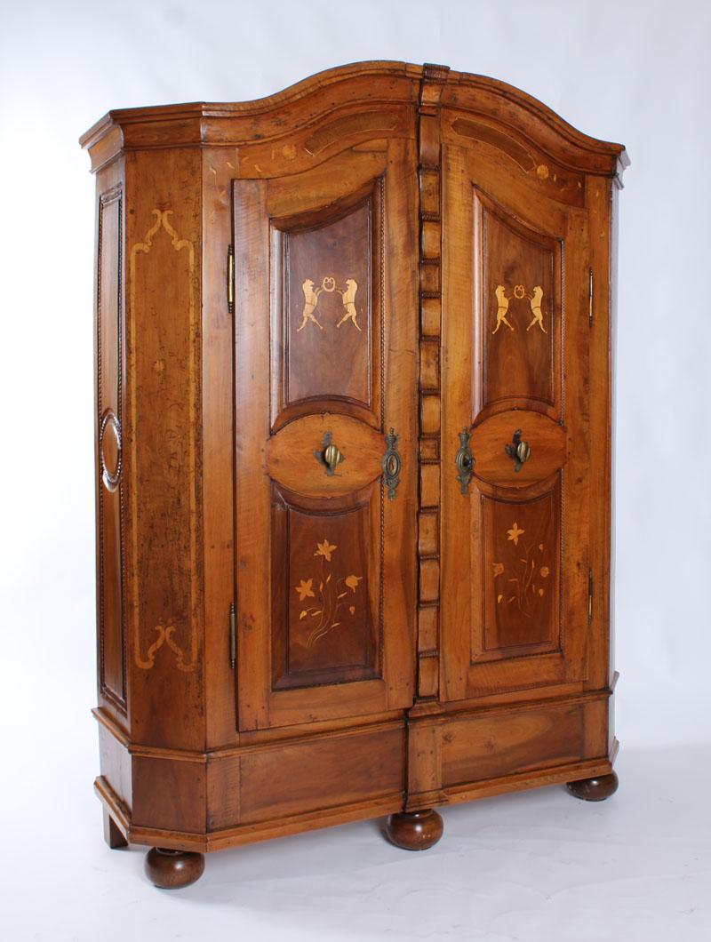 Early 19th Century Armoire, German Cupboard, Armoire, Walnut with Inlays, 1800 1