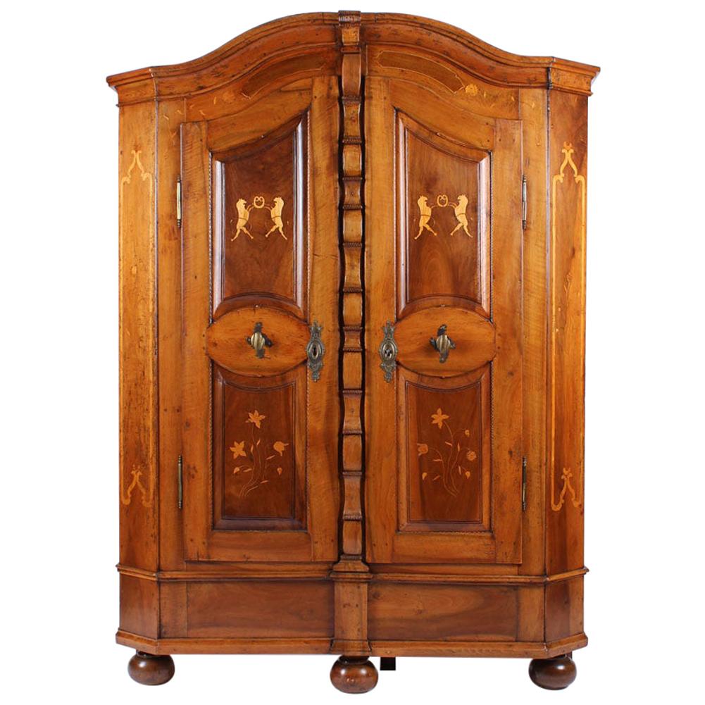 Early 19th Century Armoire, German Cupboard, Armoire, Walnut with Inlays, 1800