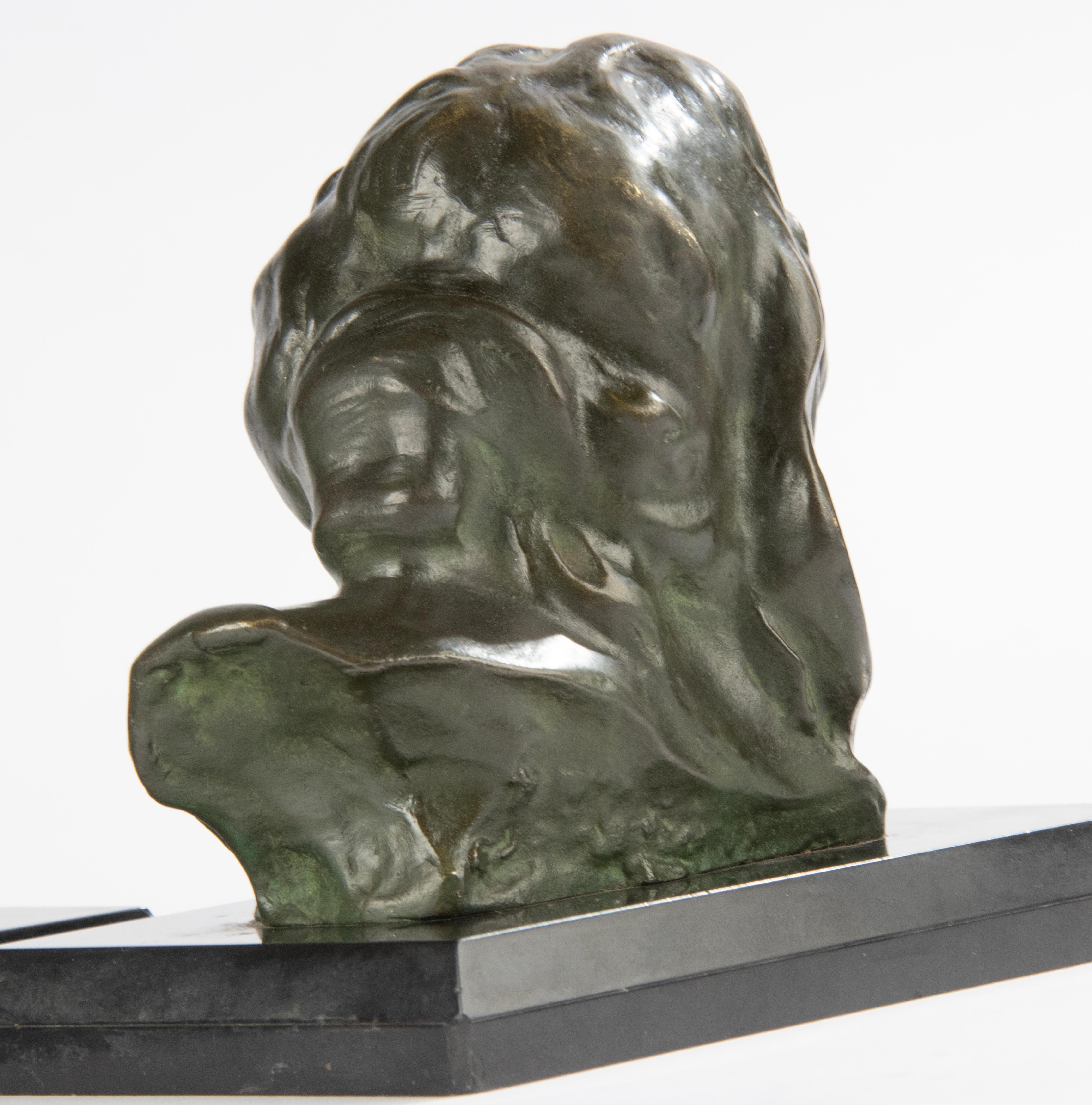 Jugendstil-Bücherstützen aus Bronze – Jacques Marin, frühes 19. Jahrhundert (Frühes 20. Jahrhundert) im Angebot