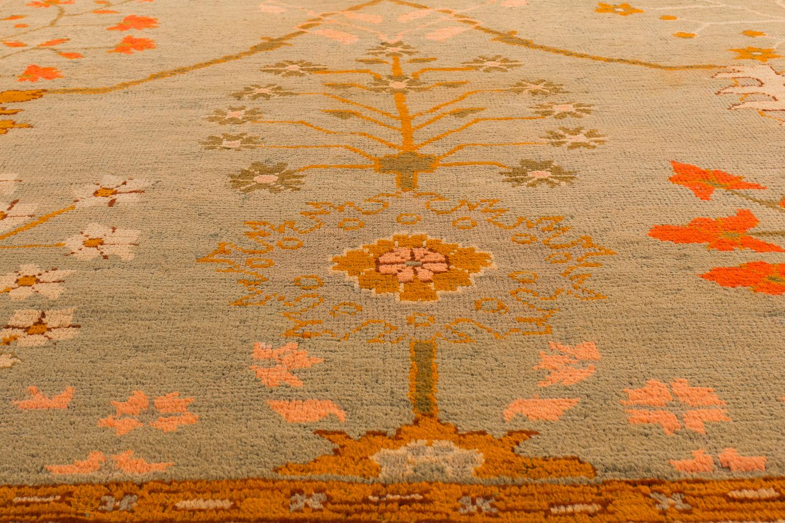 Wool Early 19th Century Arts & Crafts Era Oushak Carpet