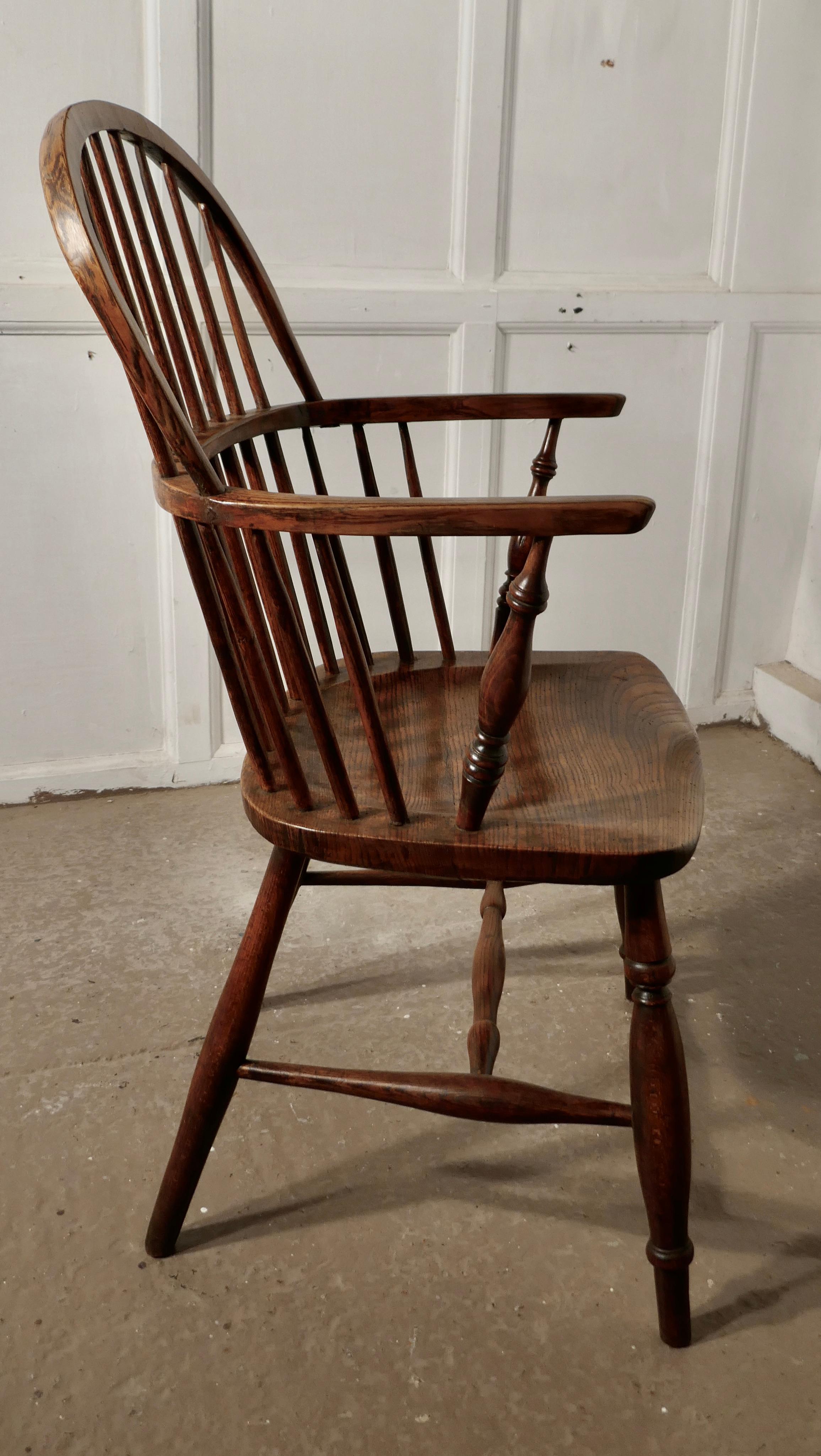 Early 19th Century Ash and Elm Hoop Back Country Carver Chair 3