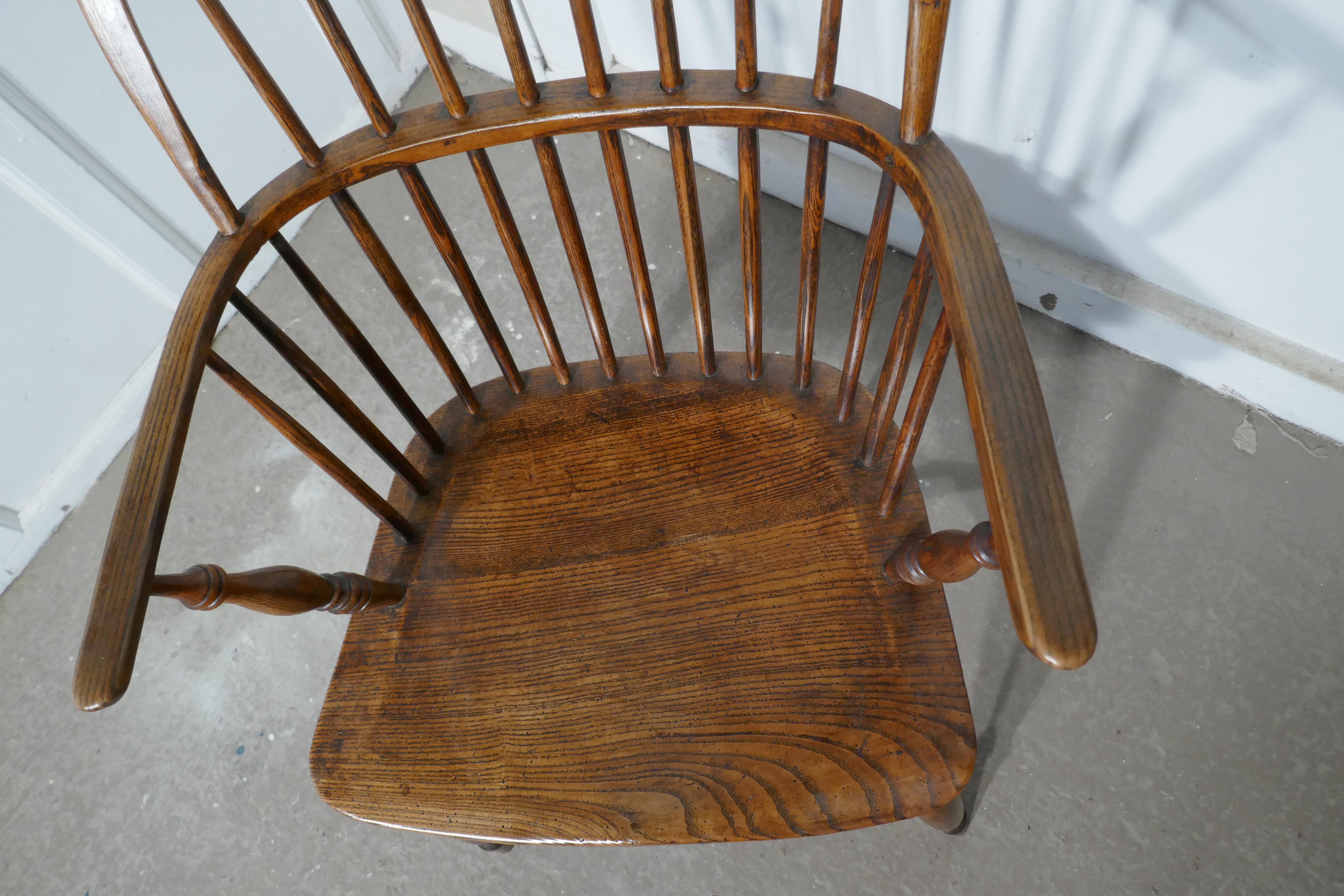 Early 19th Century Ash and Elm Hoop Back Country Carver Chair 4