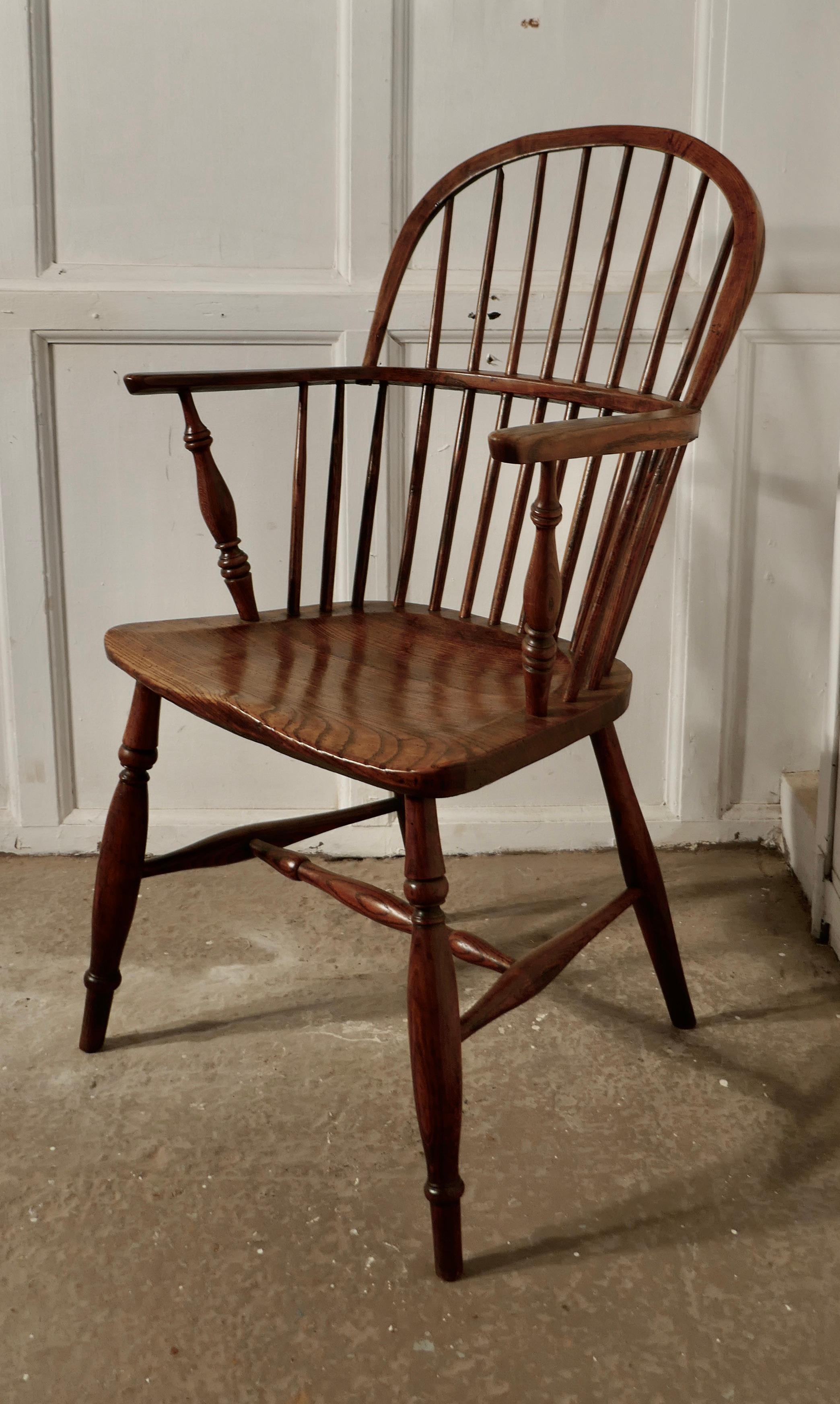 Early 19th Century Ash and Elm Hoop Back Country Carver Chair 5