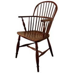 Early 19th Century Ash and Elm Hoop Back Country Carver Chair