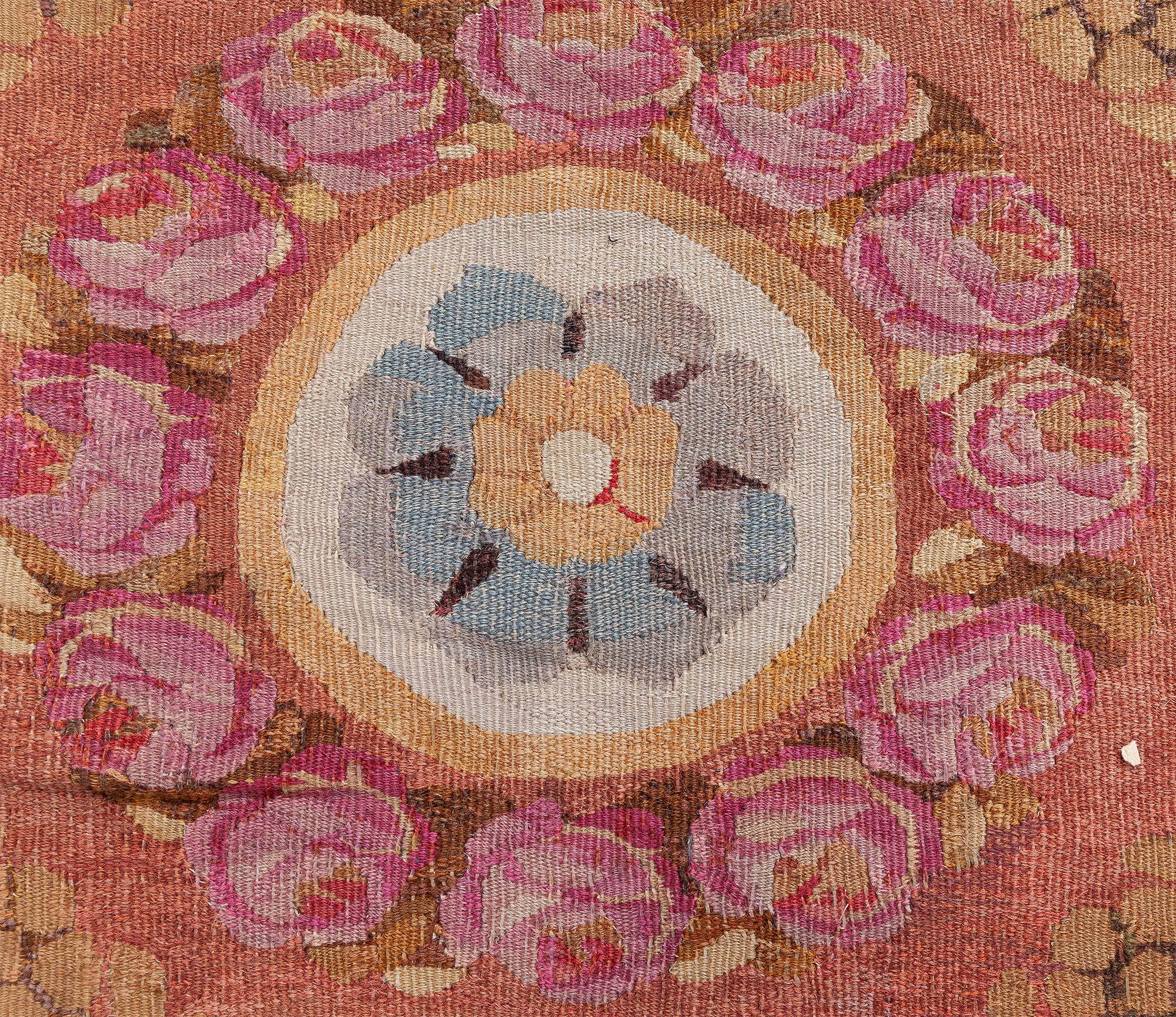 French Doris Leslie Blau Early 19th Century Aubusson Brown Handmade Wool Rug For Sale