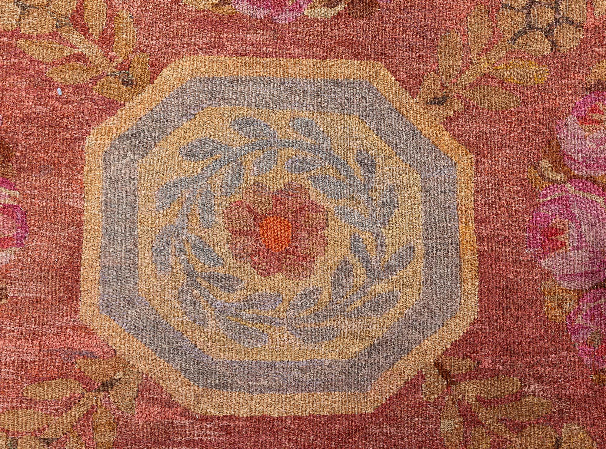 Hand-Knotted Doris Leslie Blau Early 19th Century Aubusson Brown Handmade Wool Rug For Sale
