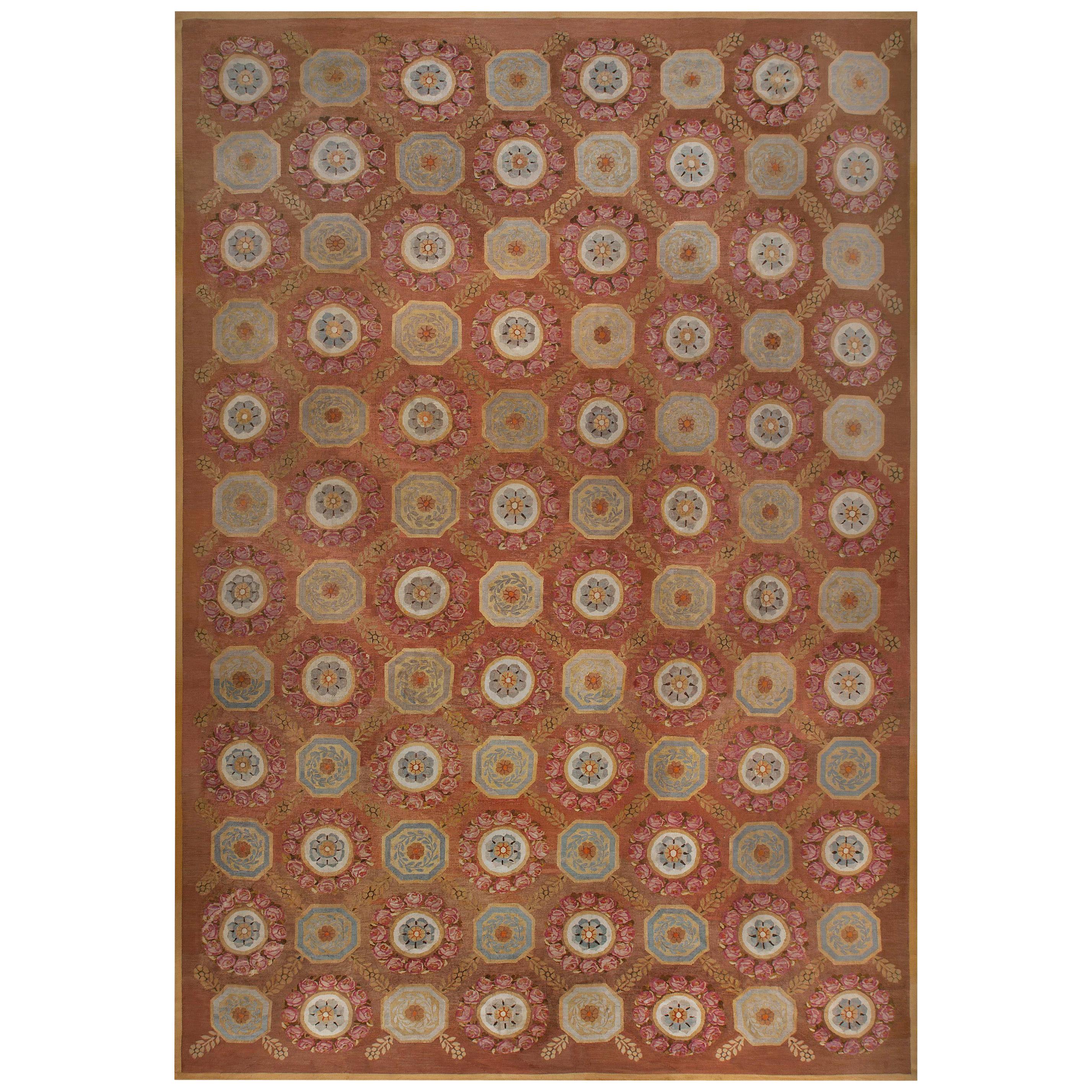 Frühes 19. Jahrhundert Aubusson Brown Handmade Wool Rug im Angebot