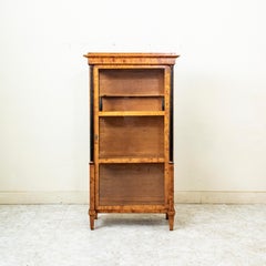 Österreichische Biedermeier-Vitrine aus Maserbirke, geblasenes Glas, Anfang 19.