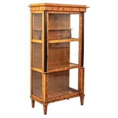 Early 19th Century Austrian Biedermeier Period Burl Birch Vitrine, Blown Glass