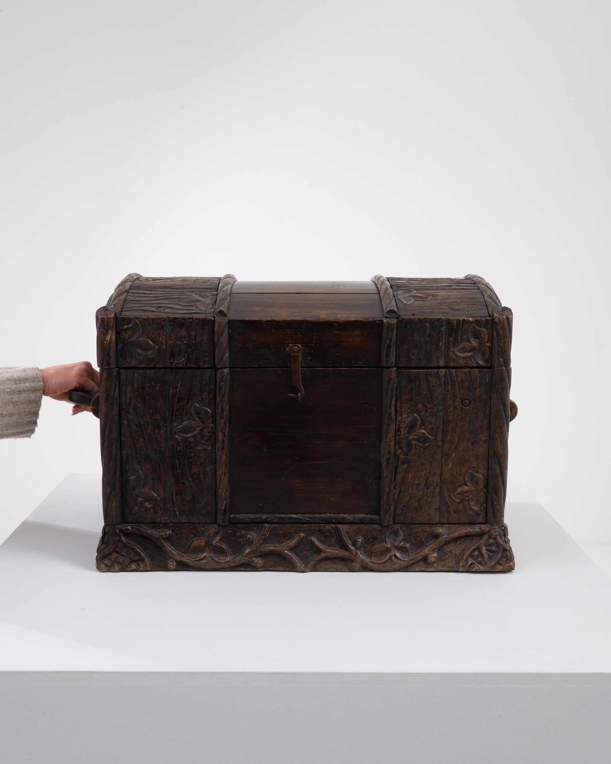 Black Forest Early 19th Century Austrian Wooden Trunk For Sale