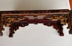 19th Century antique Chinese Tea Table  Lacquered with Porcelain inclusions