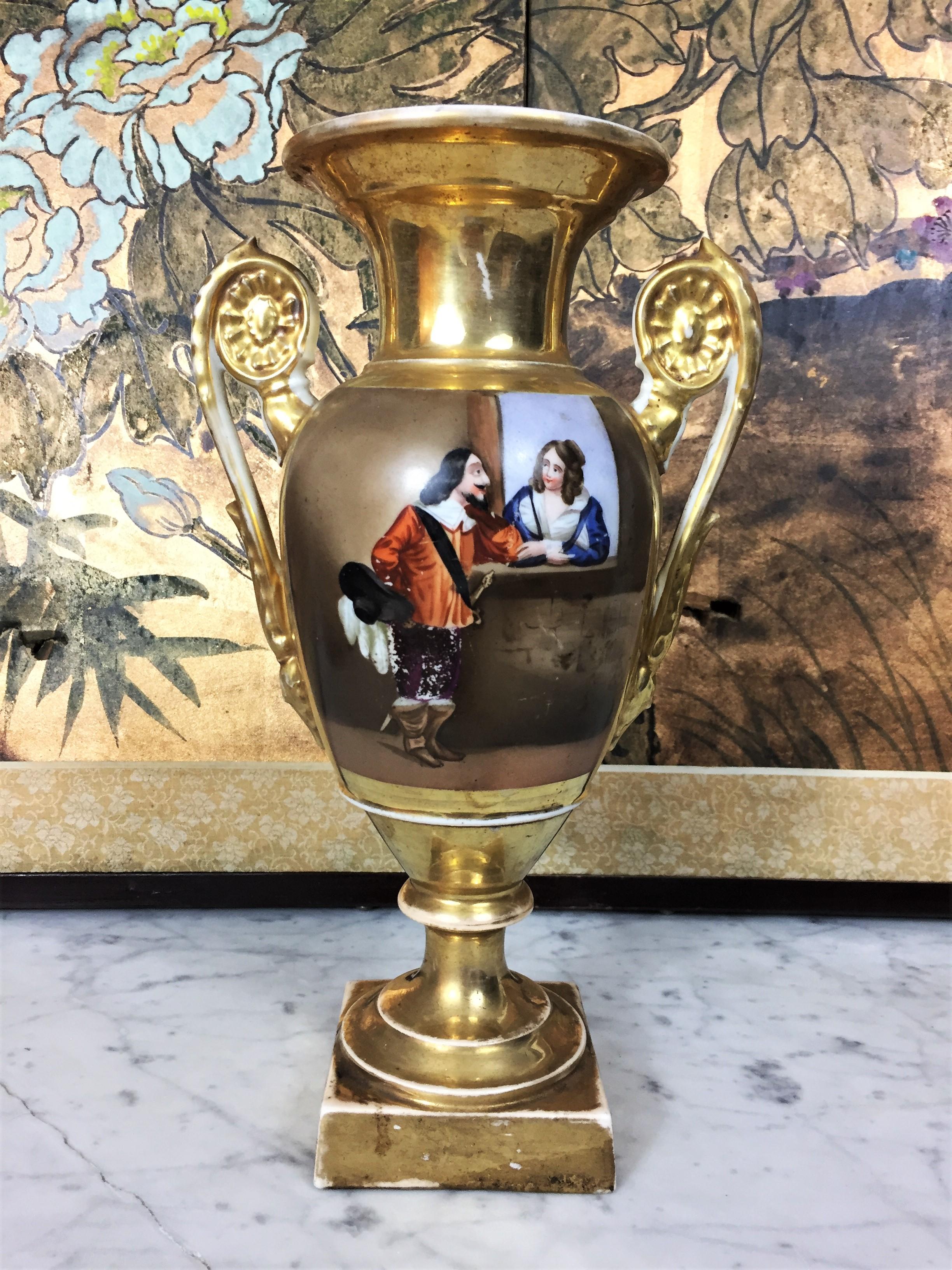 Early 19th Century Baluster Vase in Porcelain Paris Painted and Gilded by Hand For Sale 8