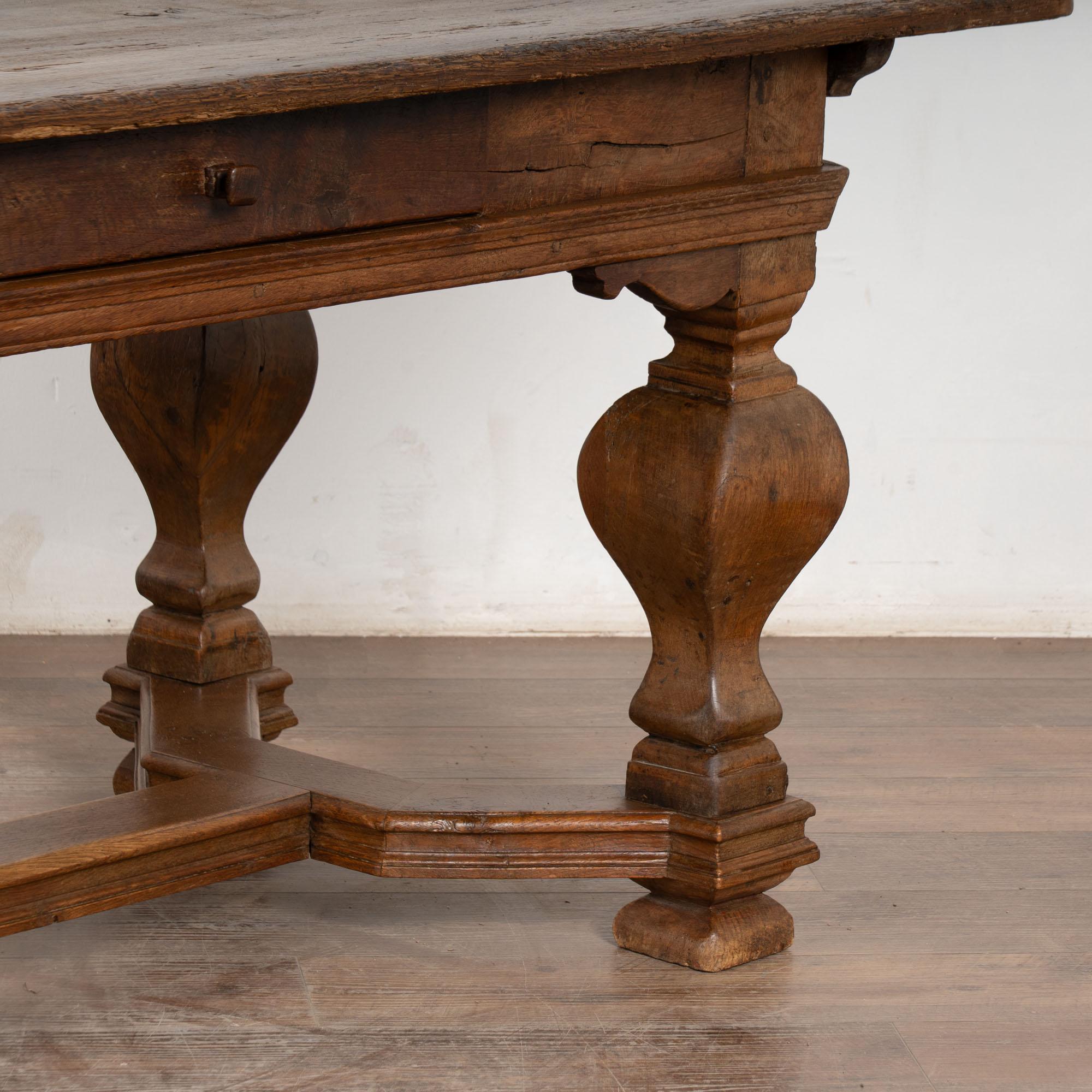 Early 19th Century Baroque Oak Library Table, Denmark For Sale 6