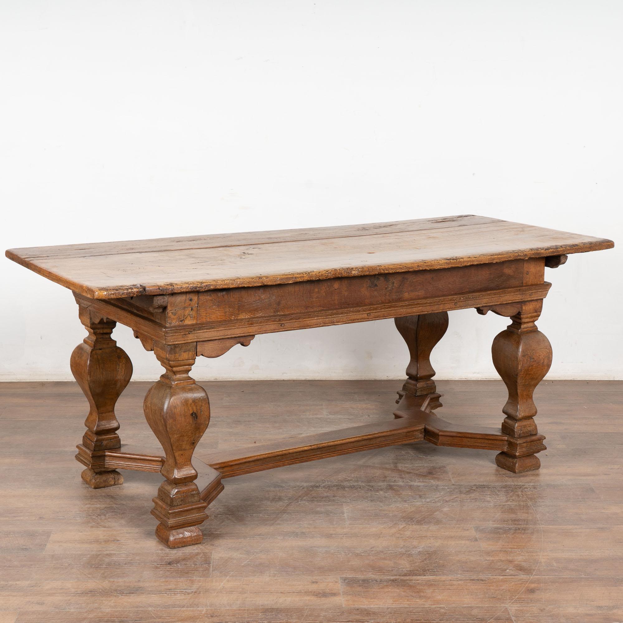 Early 19th Century Baroque Oak Library Table, Denmark For Sale 7