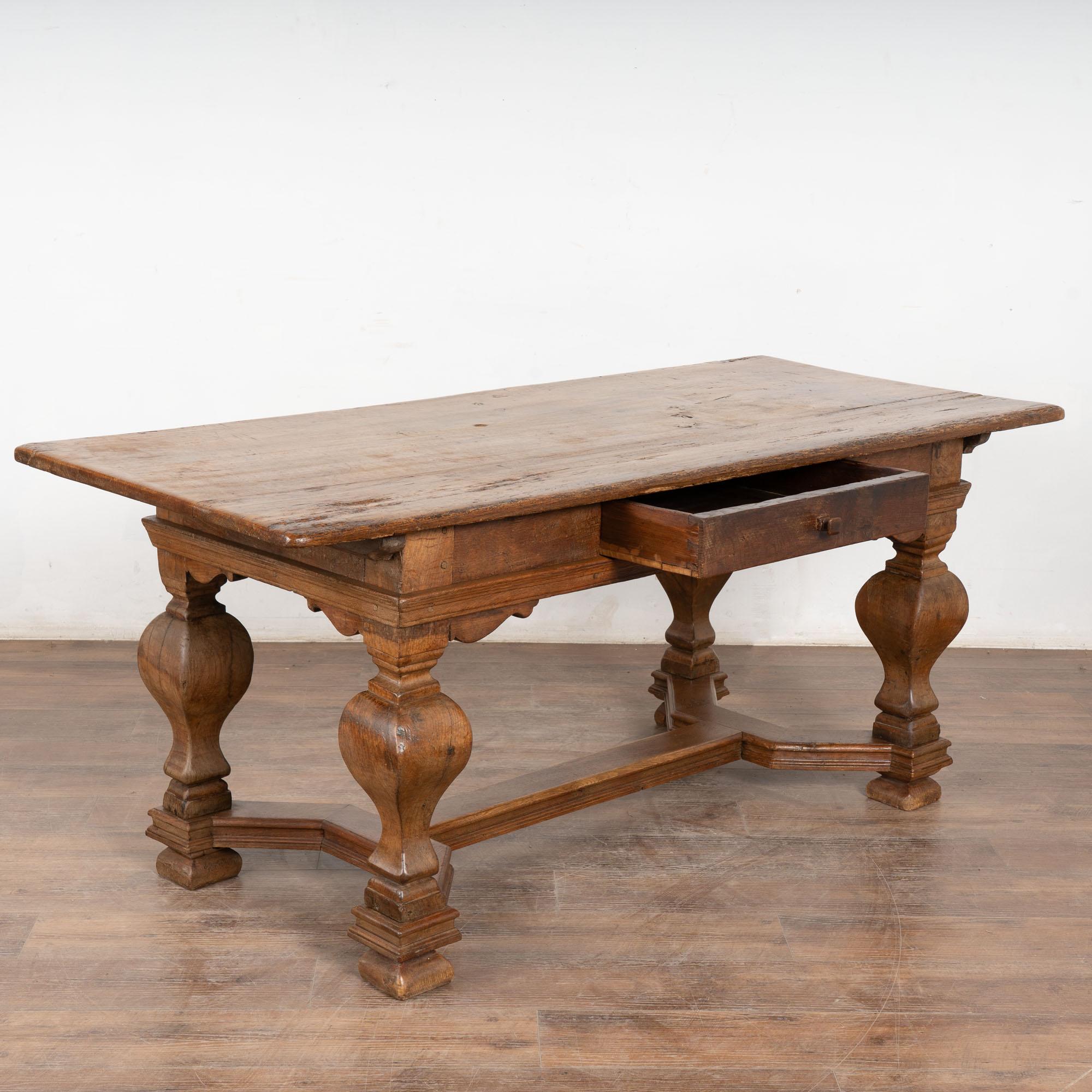 Danish Early 19th Century Baroque Oak Library Table, Denmark For Sale