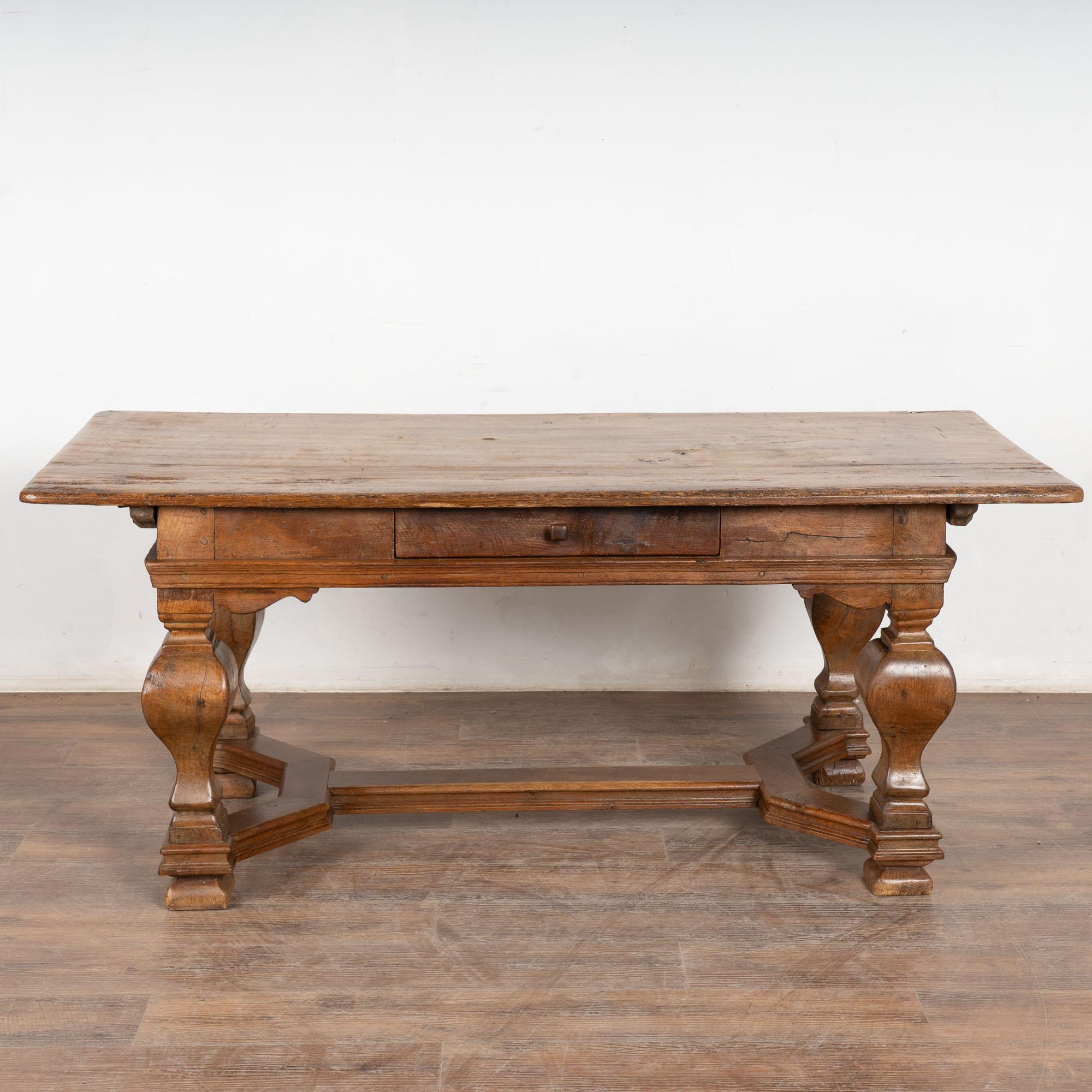 Early 19th Century Baroque Oak Library Table, Denmark In Good Condition For Sale In Round Top, TX