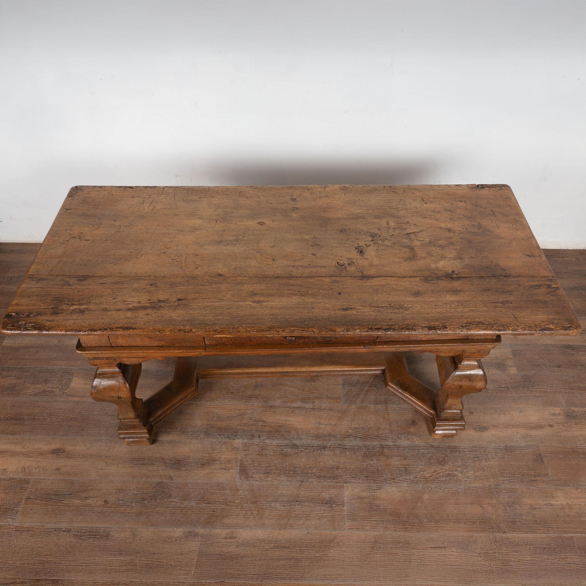 Early 19th Century Baroque Oak Library Table, Denmark For Sale 1