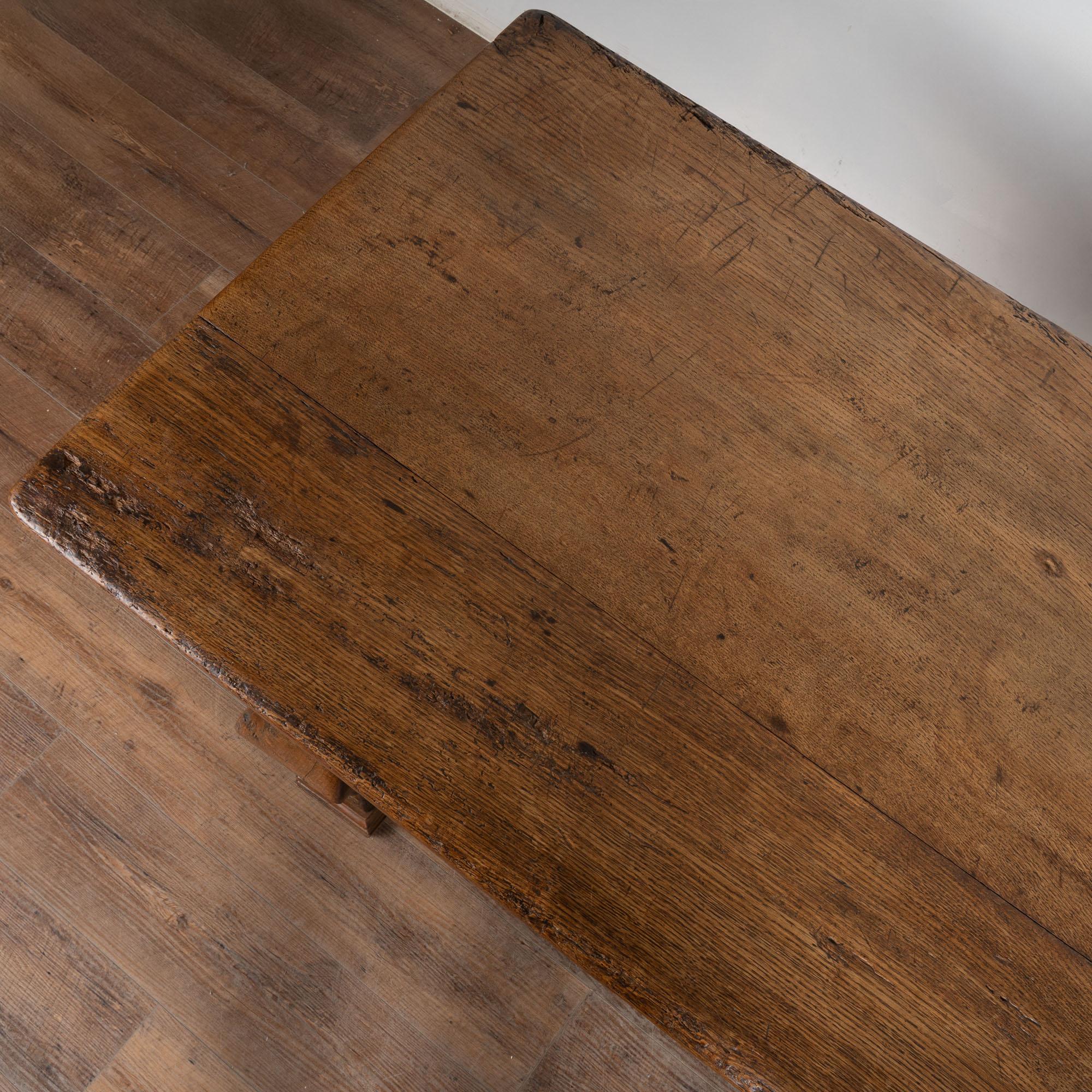 Early 19th Century Baroque Oak Library Table, Denmark For Sale 2