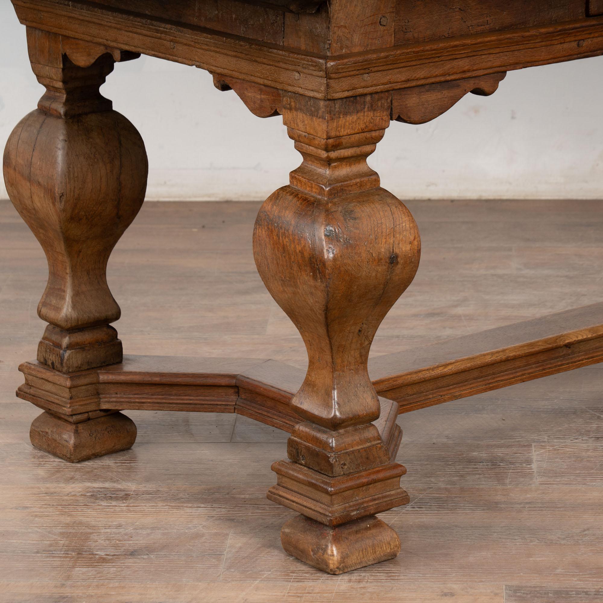 Early 19th Century Baroque Oak Library Table, Denmark For Sale 5