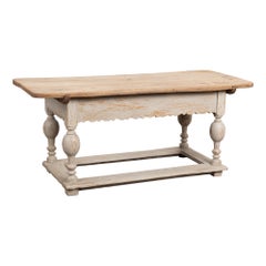 Early 19th Century Baroque Oak Work Table Refectory Table from Denmark