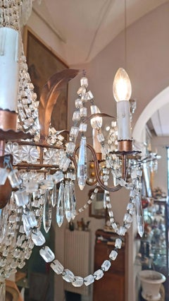 EARLY 19th CENTURY BASKET CHANDELIER IN CRYSTALS AND GILDED IRON