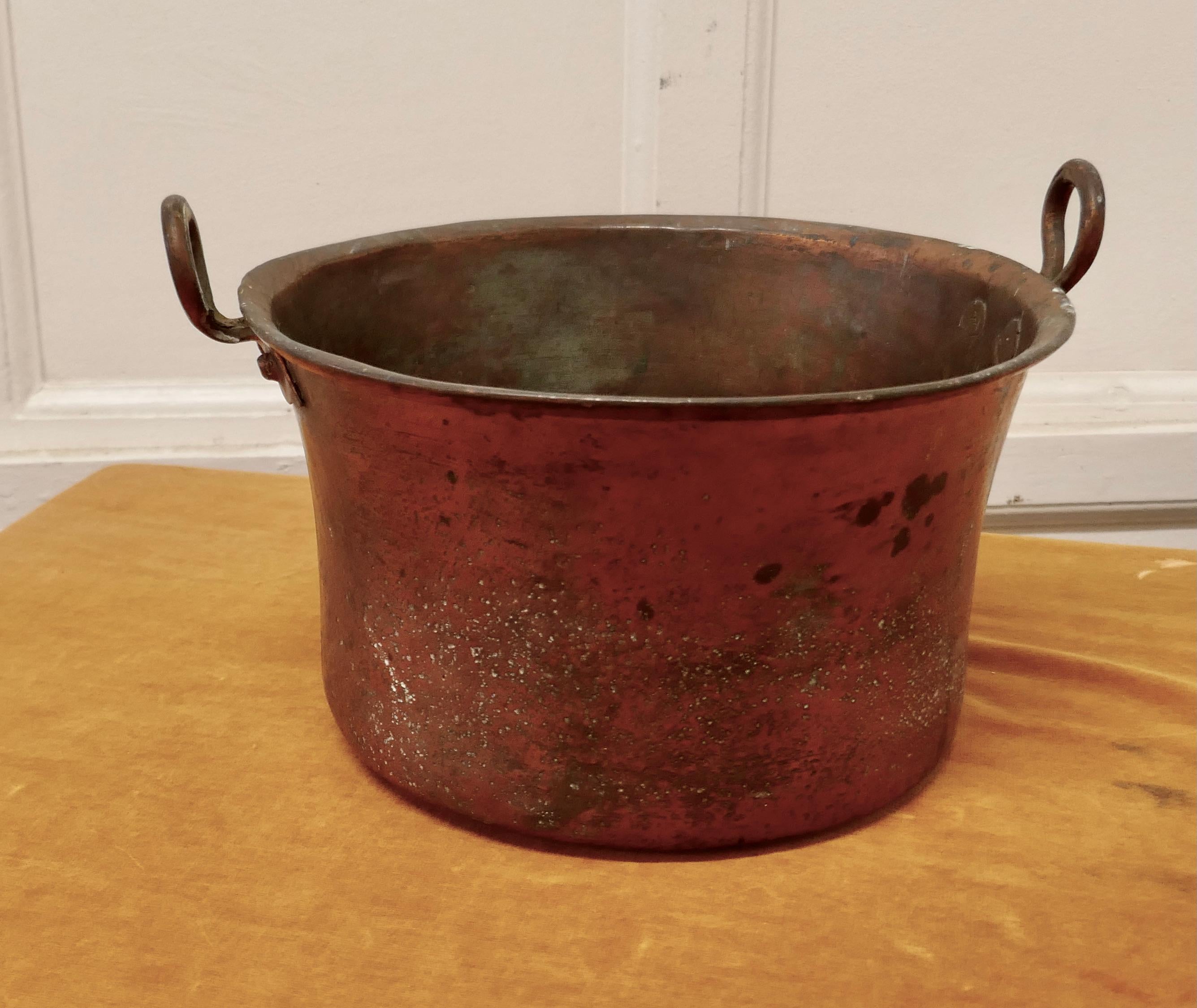 Folk Art Early 19th Century Beaten Copper Cooking Pot, Cauldron