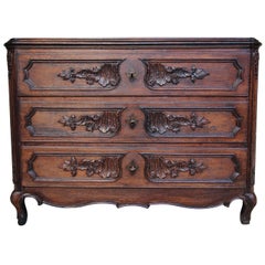Early 19th Century Belgian Carved Oak Commode, Chest of Drawers