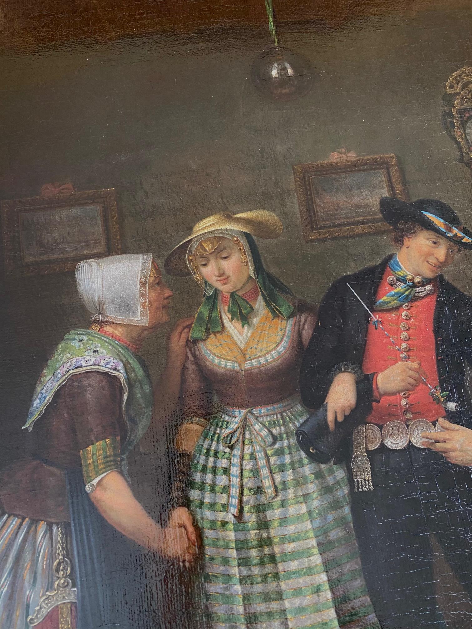 Rococo Peinture de genre belge du début du 19e siècle d'un mariage en vente