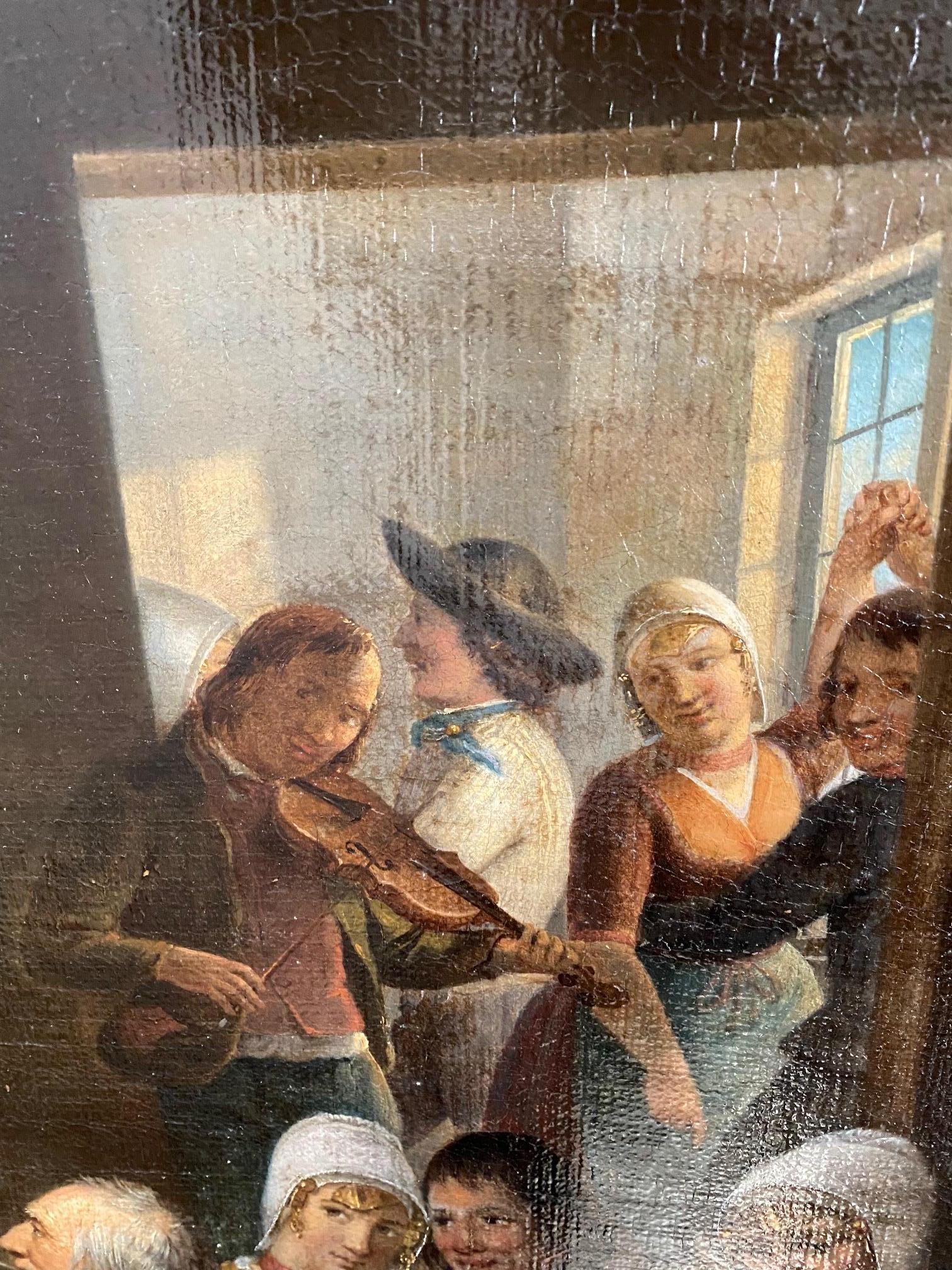 Peinture de genre belge du début du 19e siècle d'un mariage Bon état - En vente à Nantucket, MA