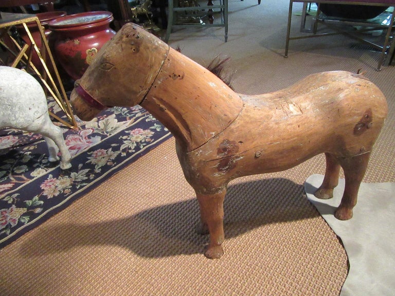 Early 19th Century Belgian Hand Carved Child's Horse For Sale 3