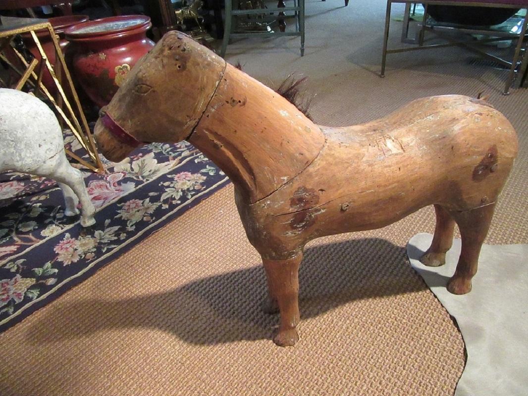 Early 19th Century Belgian Hand Carved Child's Horse 4