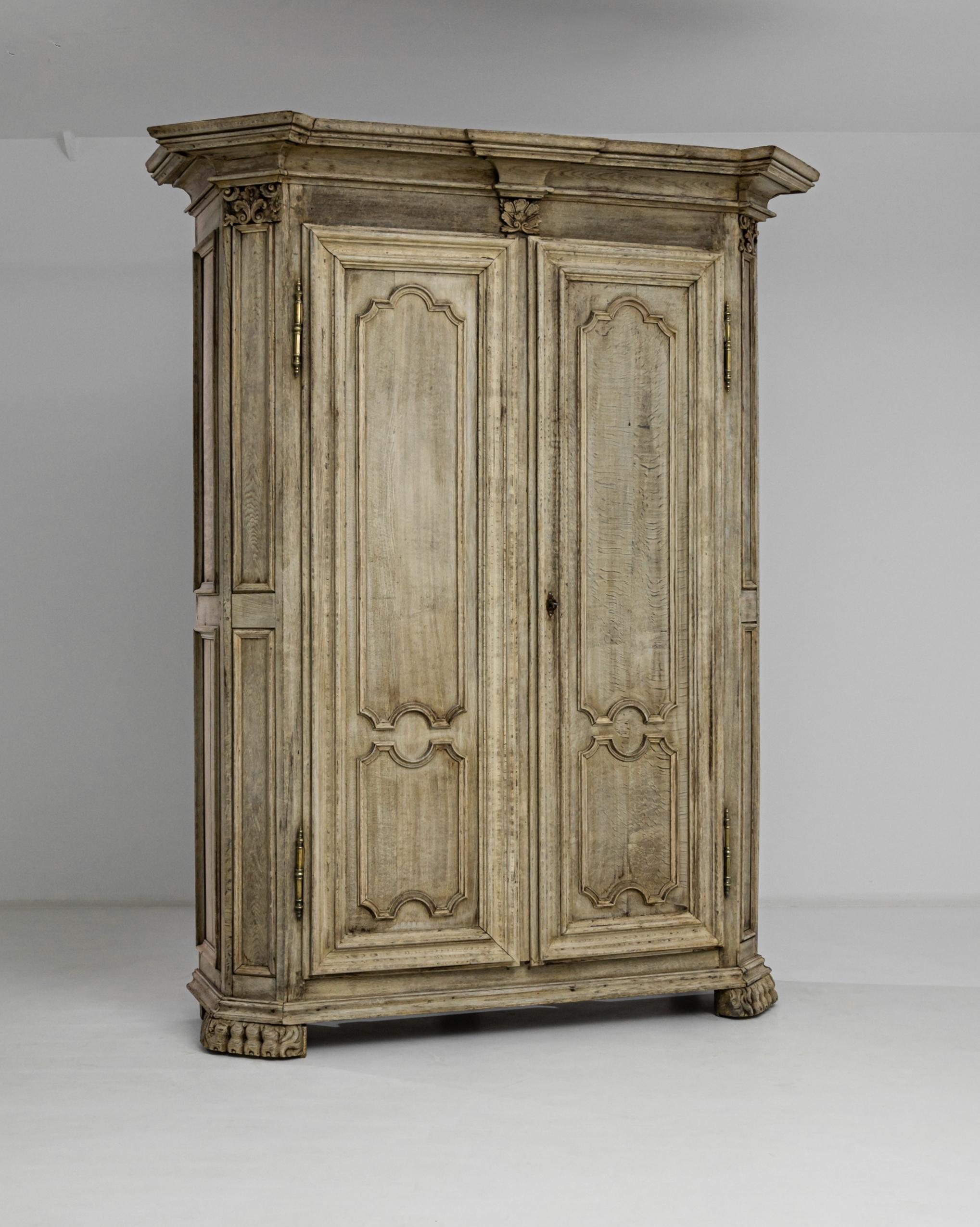 Bleached Early 19th Century Belgian Oak Armoire