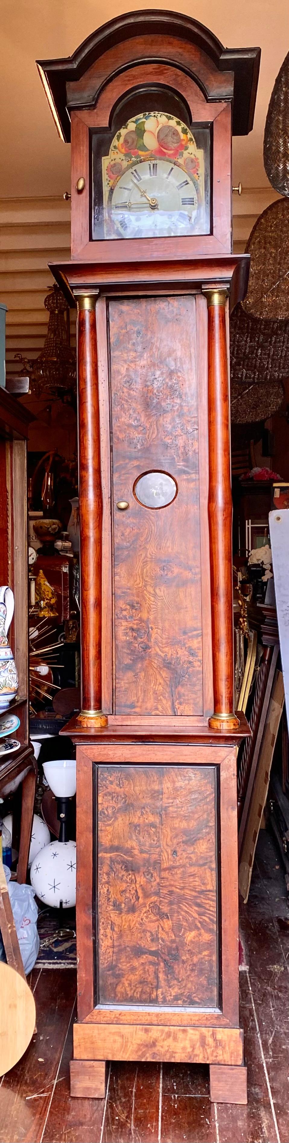 Late 18th Century Liege Burled Walnut Tall Case Clock For Sale