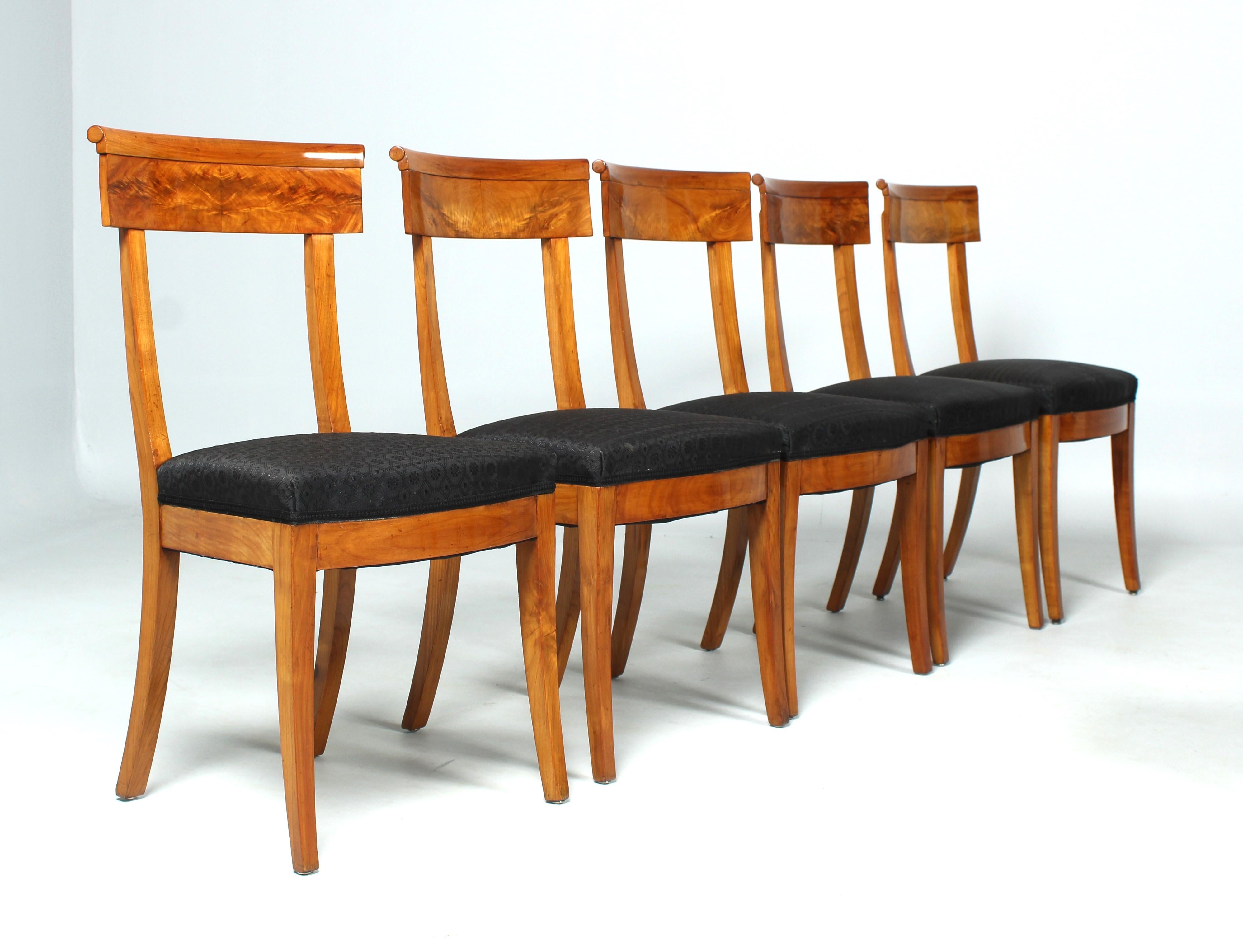 Early 19th Century Biedermeier Chairs, Set of Eight, Cherrywood, Circa 1820 For Sale 6