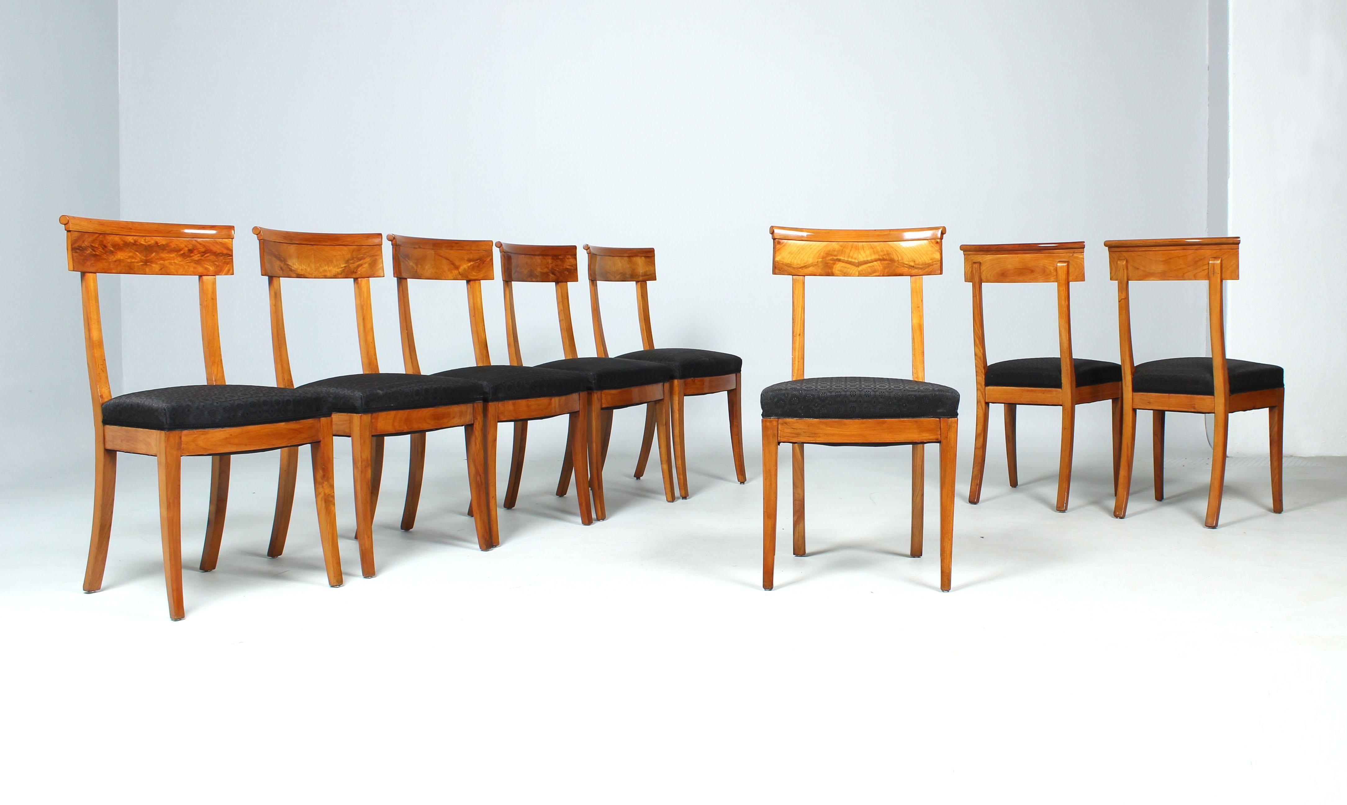 Early 19th Century Biedermeier Chairs, Set of Eight, Cherrywood, Circa 1820 For Sale 7