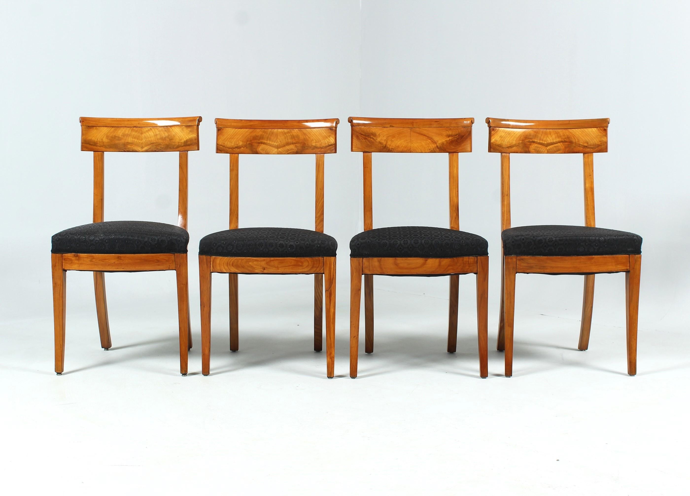 German Early 19th Century Biedermeier Chairs, Set of Eight, Cherrywood, Circa 1820 For Sale