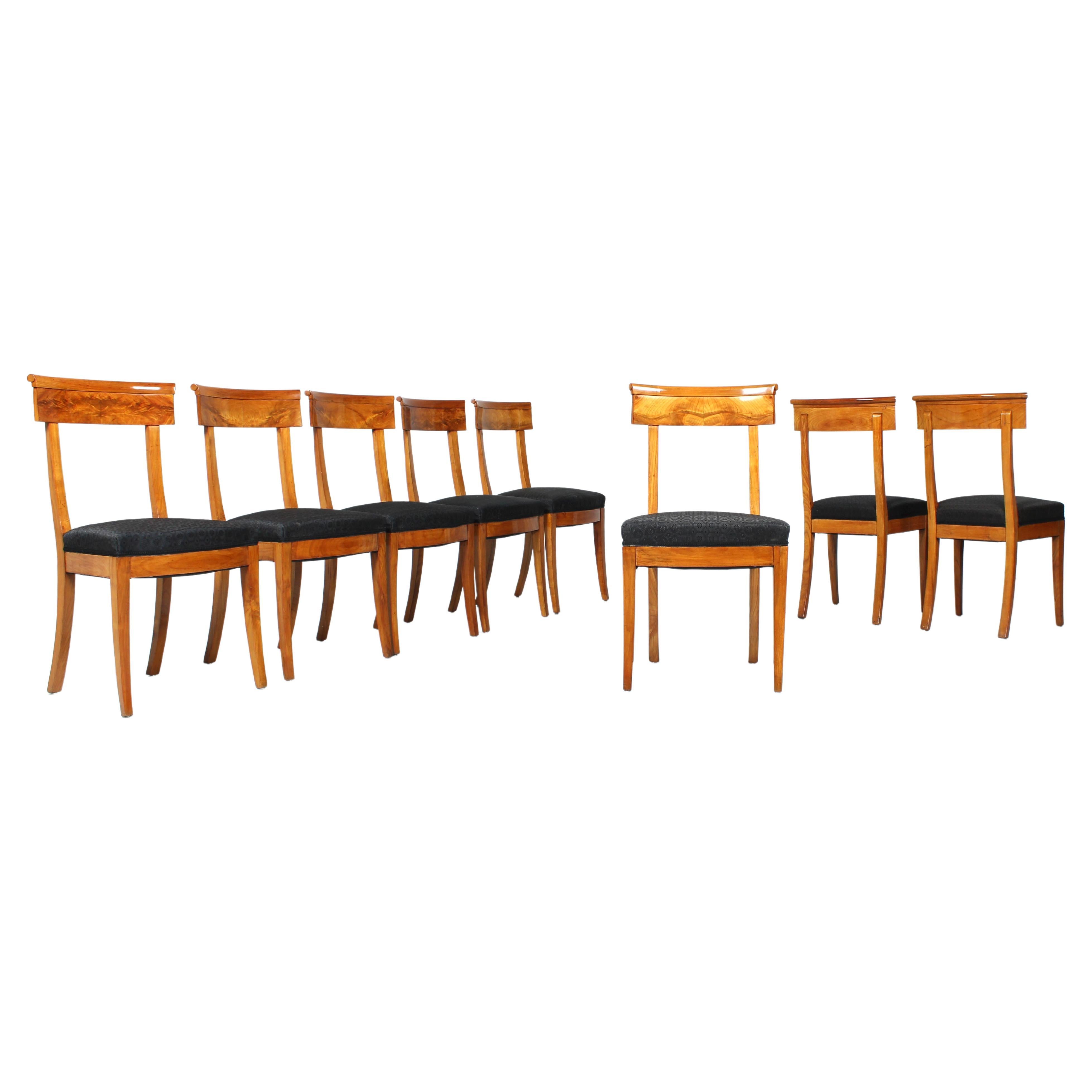Early 19th Century Biedermeier Chairs, Set of Eight, Cherrywood, Circa 1820 For Sale