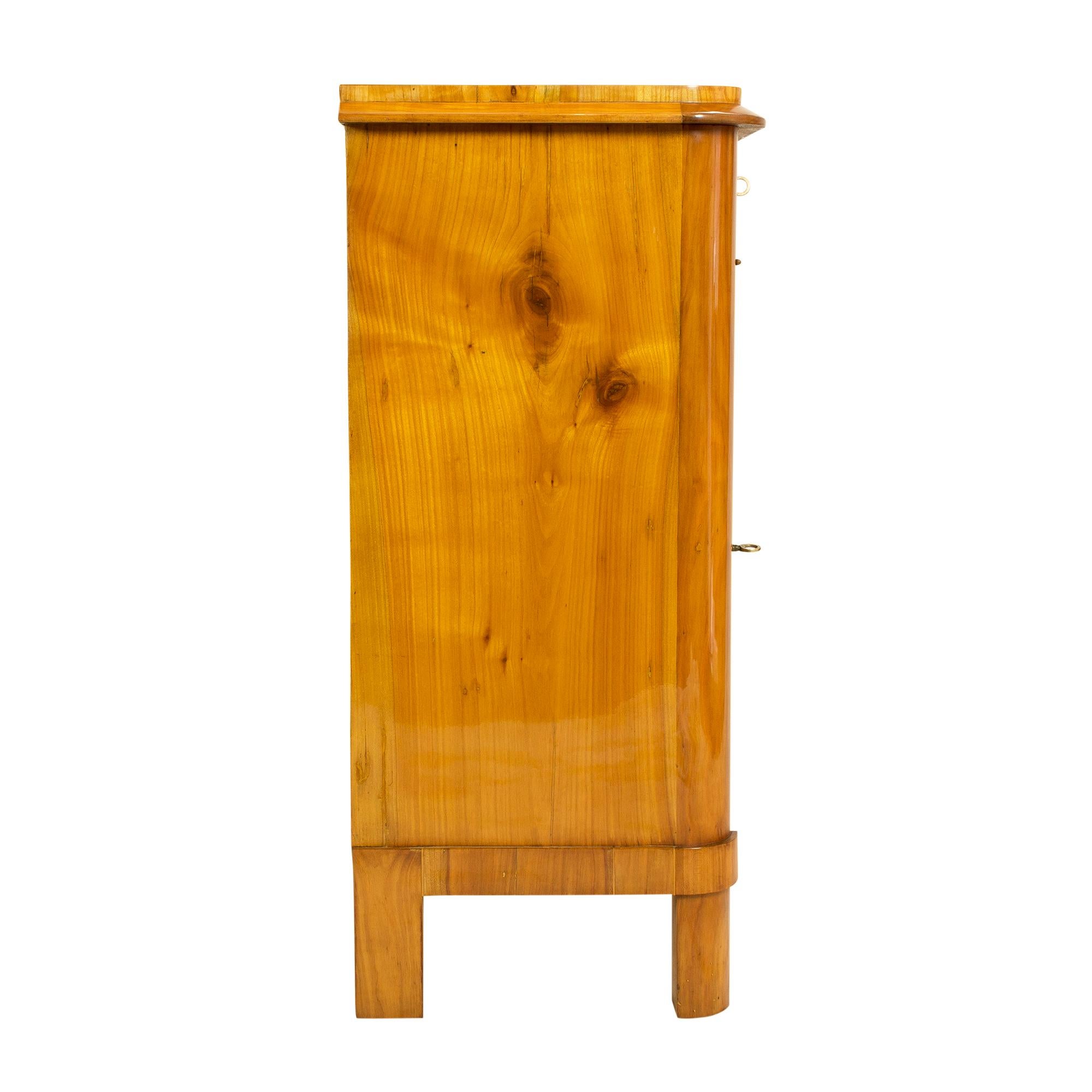 Polished Early 19th Century Biedermeier Cherry One-Door Half Cabinet For Sale