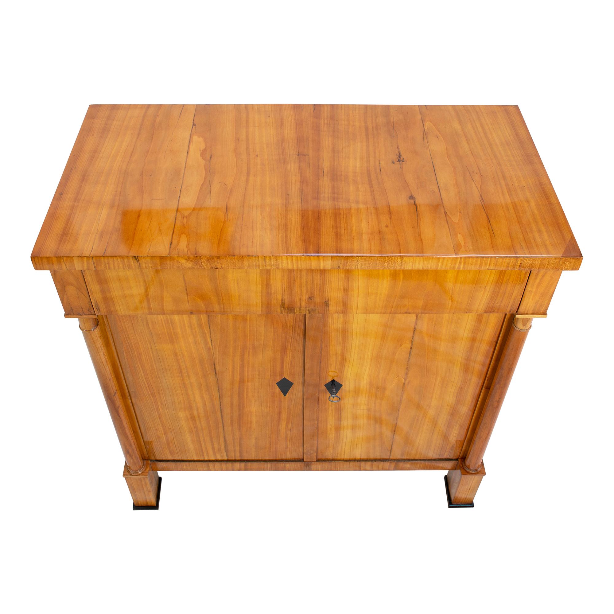Polished Early 19th Century Biedermeier Cherrywood Half Cabinet / Commode For Sale