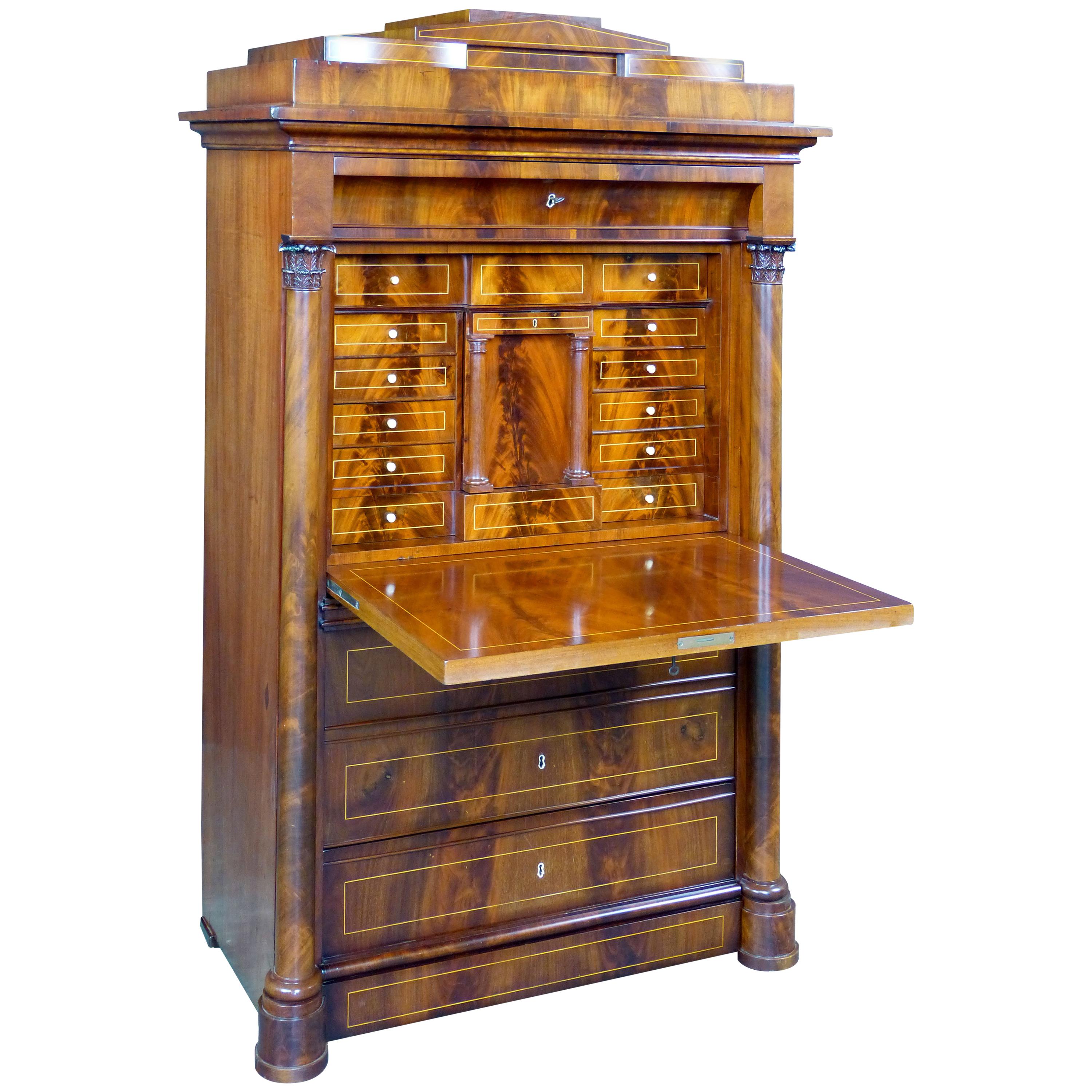 Early 19th Century Biedermeier Danish Secretaire a Abattant
