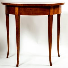 Early 19th Century Biedermeier Demilune Pearwood Console