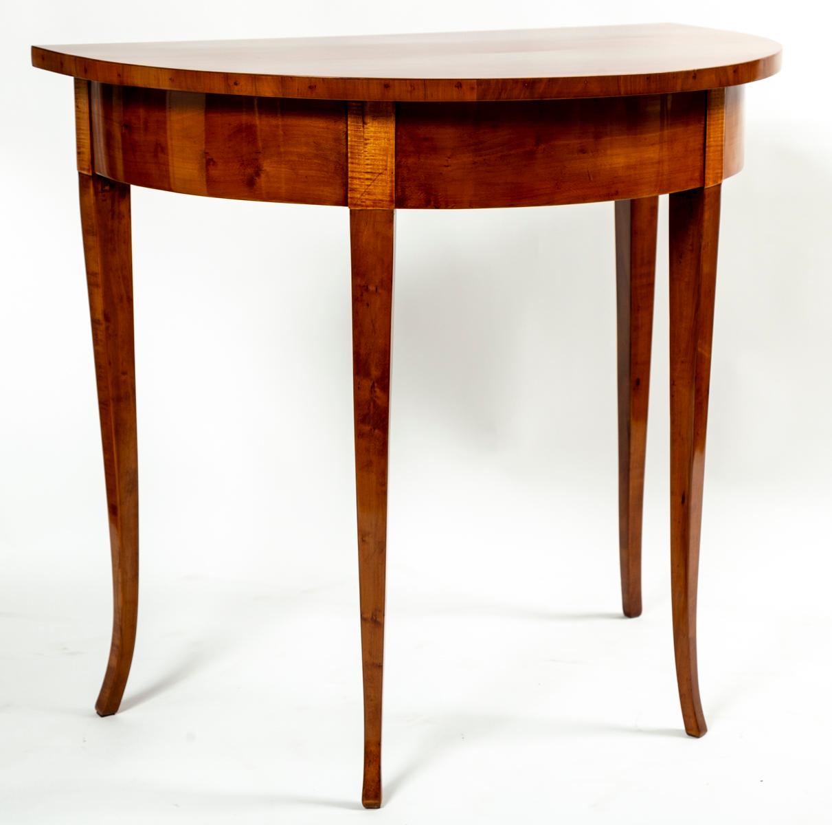 Early 19th Century Biedermeier Demilune Pearwood Console In Good Condition For Sale In Westport, CT