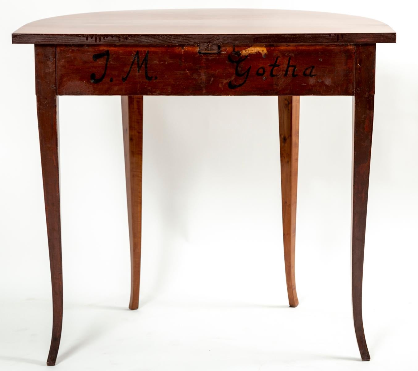 Early 19th Century Biedermeier Demilune Pearwood Console For Sale 1