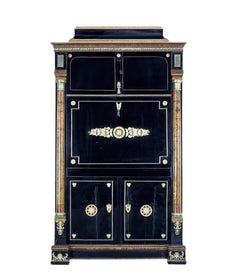 Early 19th Century Biedermeier Ebonised Birch Escritoire