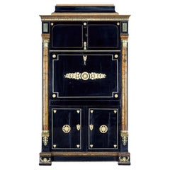 Early 19th century Biedermeier ebonised birch escritoire