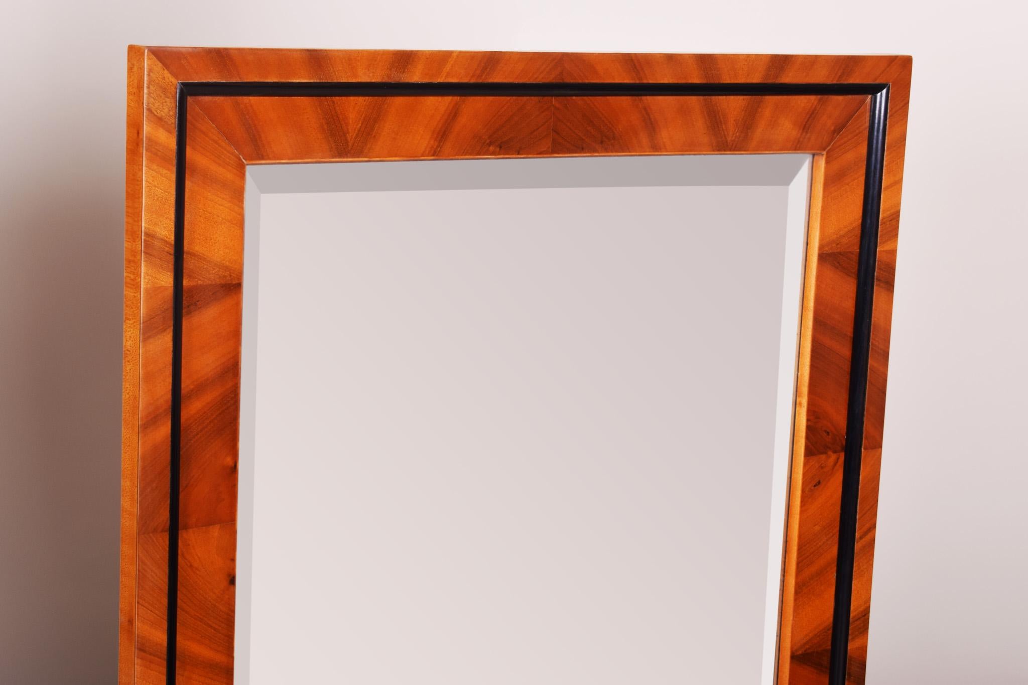 Early 19th Century Biedermeier Restored Walnut Czech Mirror in the Frame, 1830s 2